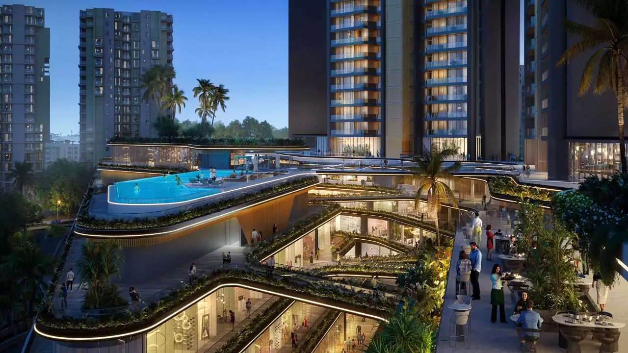 Ganga Nine Zero Sector 90 Gurgaon — clubhouse deck and pool, artist's impression